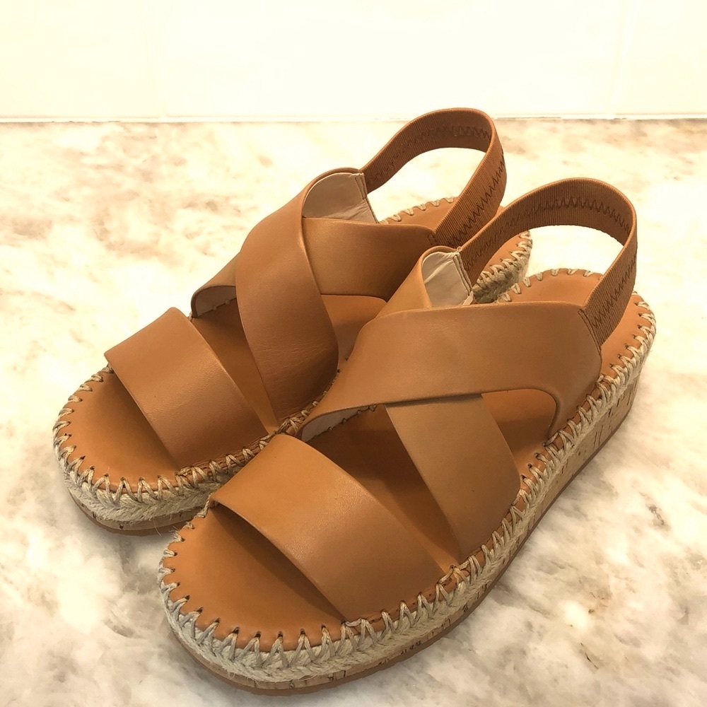 Cole Haan Cloud Vero Tan Espadrille Leather SlingBack Wedge Sandal -New